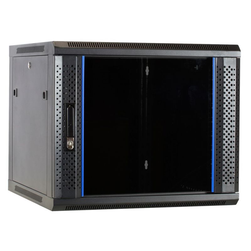 9U vægskab usamlet med glaslåge 600x600x500mm (BxDxH)
