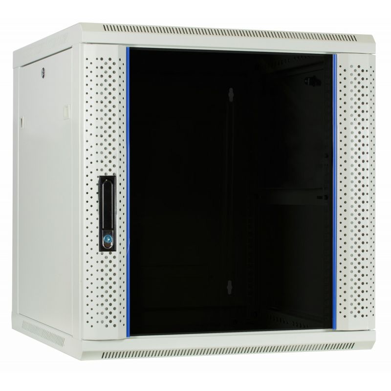 12U hvidt vægskab med glaslåge 600x600x635mm (BxDxH)