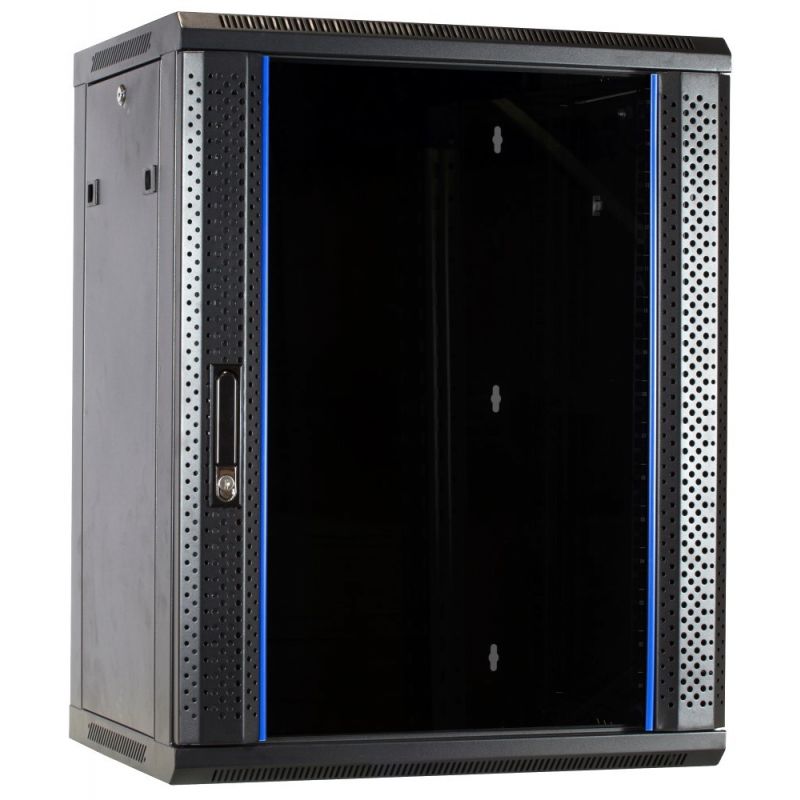 15U vægskab usamlet med glaslåge 600x600x770mm (BxDxH)