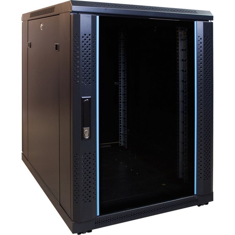 15U mini serverskab med glaslåge 600x600x860mm (BxDxH)