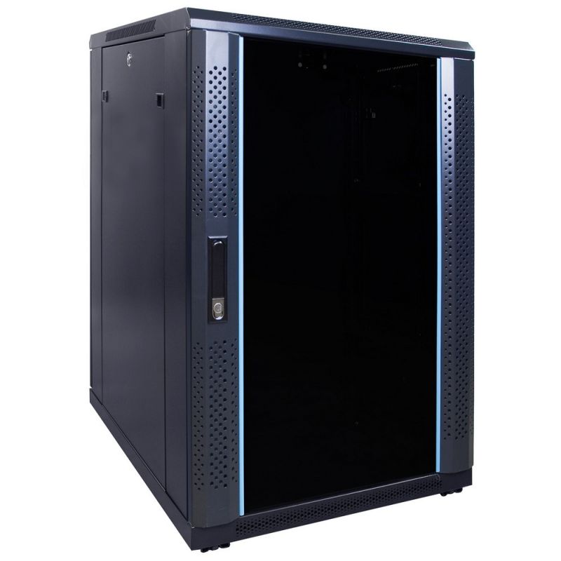 18U serverskab med glaslåge 600x800x1000mm (BxDxH)