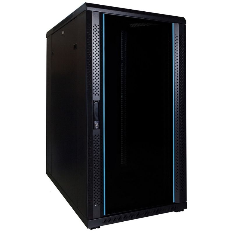 22U serverskab med glaslåge 600x800x1200mm (BxDxH)