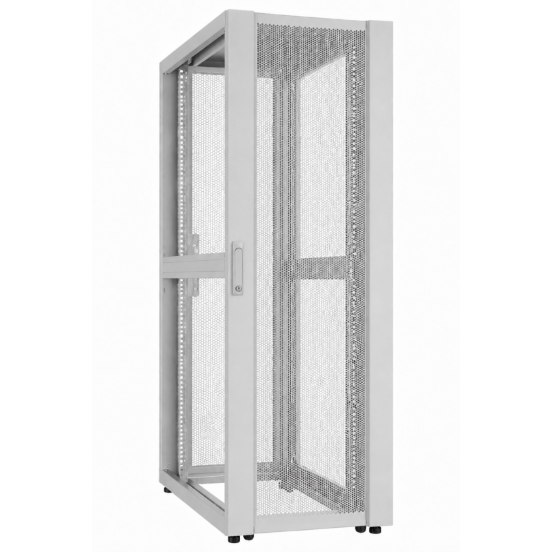42U Datacenter serverskab med perforeret låge 600x1000x2000mm (BxDxH) Grå