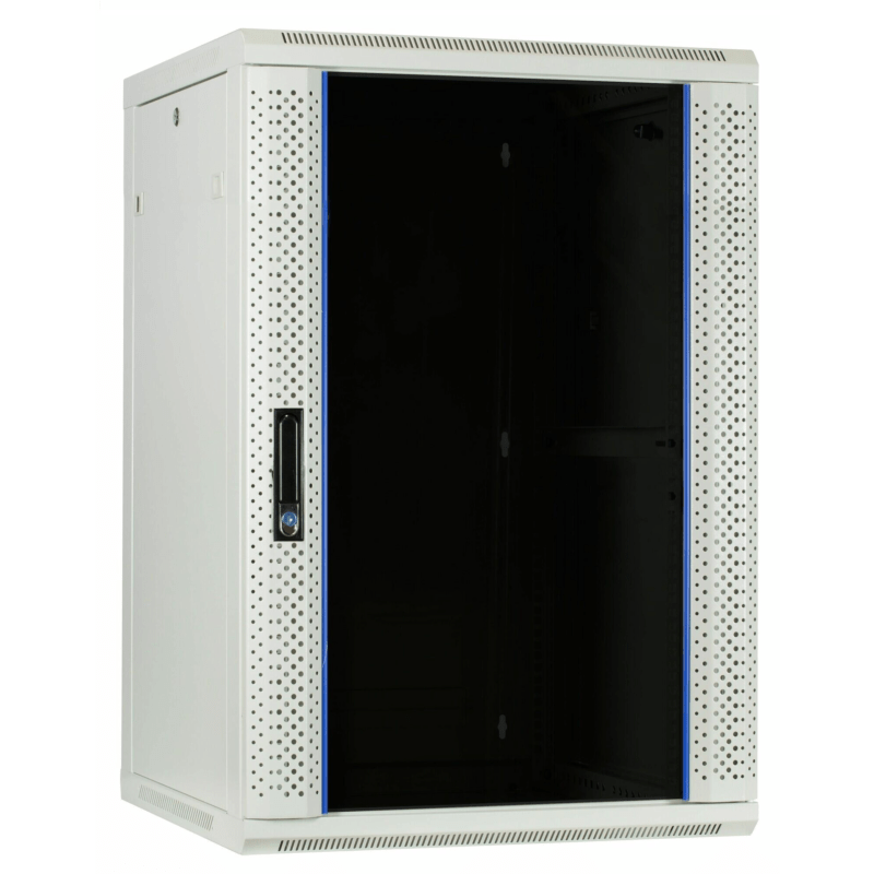 22U hvidt vægskab med glaslåge 600x600x1100mm (BxDxH)