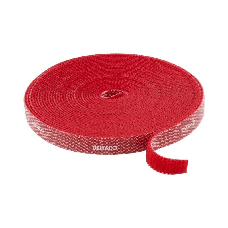 Velcrobånd 5 meter - 9 mm bred - rød