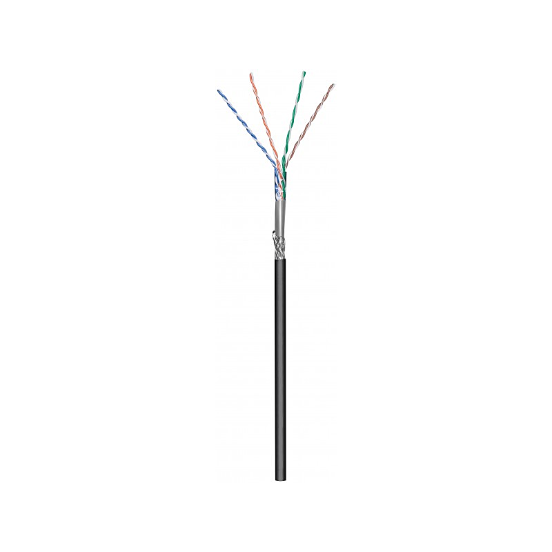 CAT6 S/FTP 50m udendørs kabel på en rulle fleksibel sort CCA
