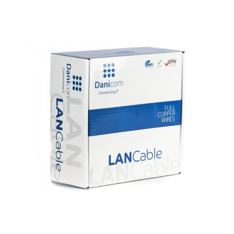 DANICOM CAT6A U/UTP 100m kabel på rulle fleksibel - PVC (Fca)