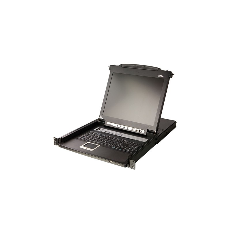 1U 17 tommer KVM konsol med 8 port KVM Switch x PS/2