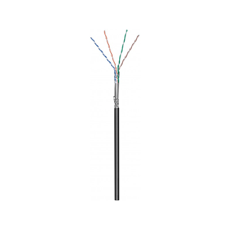 CAT6 S/FTP 50m udendørs kabel på en rulle fleksibel sort CCA