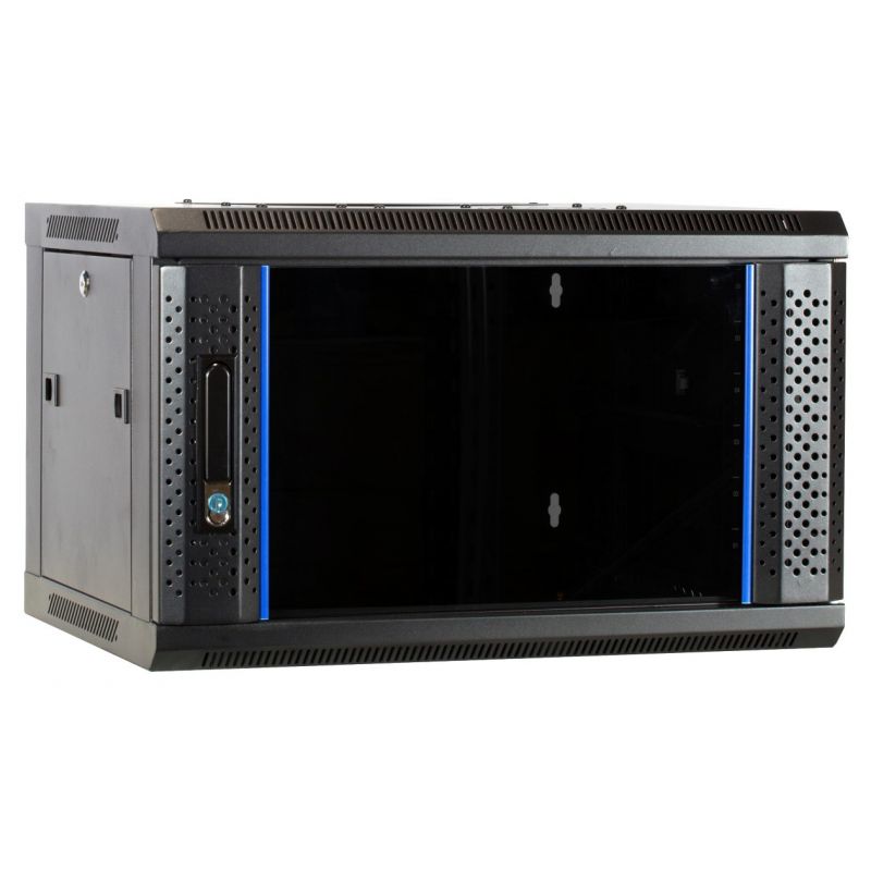 6U vægskab med glaslåge 600x450x368mm (BxDxH)