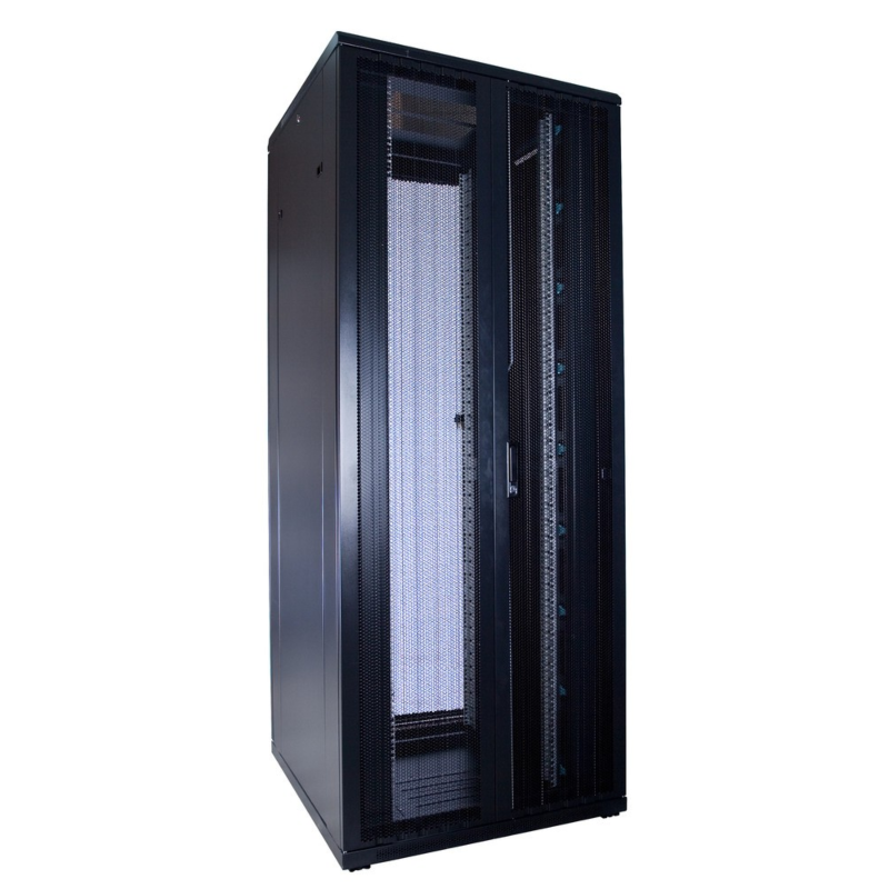 42U serverskab med dobbelte perforerede for- og bagdøre 800x800x2000mm (BxDxH)