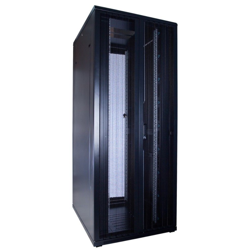 42U serverskab med dobbelt perforeret for- og bagdør 800x1200x2000mm (BxDxH)