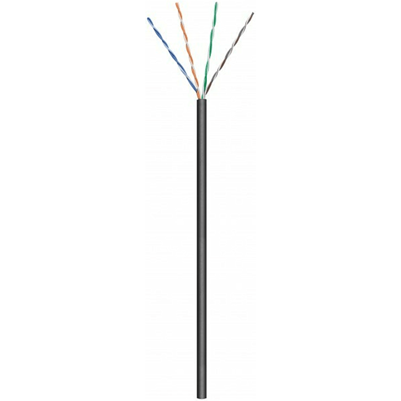 CAT6 U/UTP 100m udendørs kabel på en rulle fleksibel sort CCA