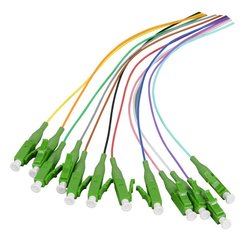 OS2 fiberoptisk pigtail farvet sæt LC-APC - 12 stk