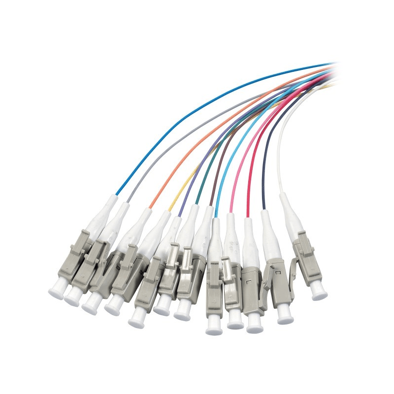 OS2 fiberoptisk pigtail farvet sæt LC - 12 stk